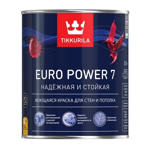 Краска для стен и потолка Евро Пауэр 7  - Tikkurila Euro Power 7